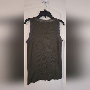 Women’s George Black Cotton Ribbed Lace-Detail Tank Sz M Boho Westeen Summer